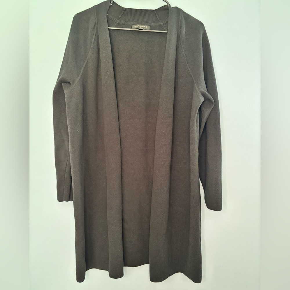 Banana Republic Black Open Front Cardigan Size Medium ~ Cotton ~ Casual Work